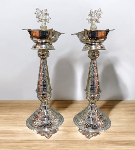 Sigaram 17 Inch Diya Made By Pure German Silver For Home Pooja Decore K4416