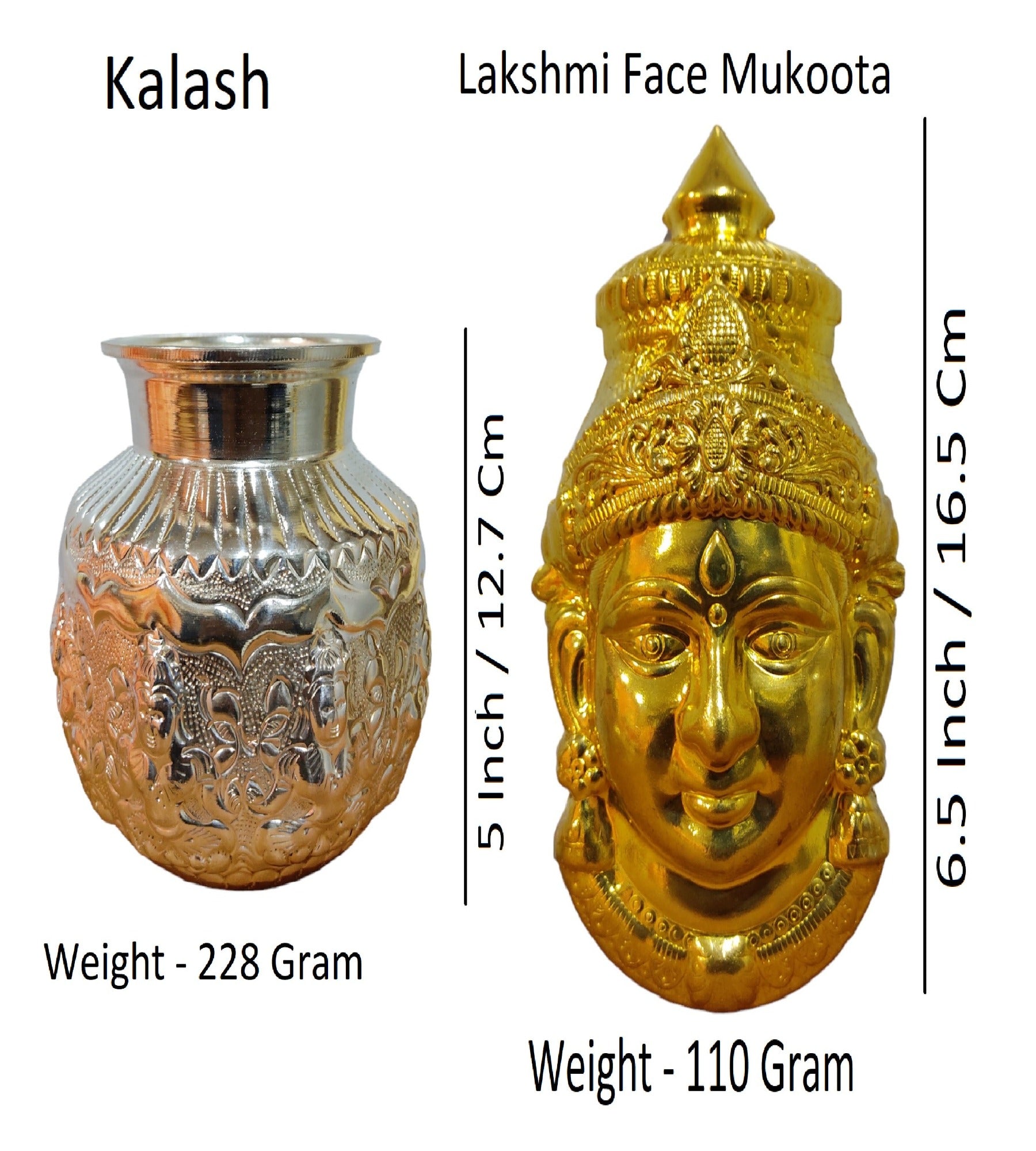 Sigaram German Silver Kalash and Lakshmi Face Mukoota For Vara Mahalakshmi Festival K4422