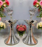 Sigaram 9 Inch Pecock Diya Made By Pure German Silver For Home Pooja Decore K4425