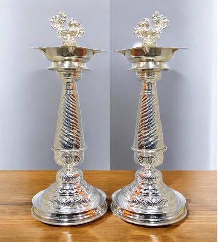 Sigaram 21 Inch Diya Made By Pure German Silver For Home Pooja Decore K4430