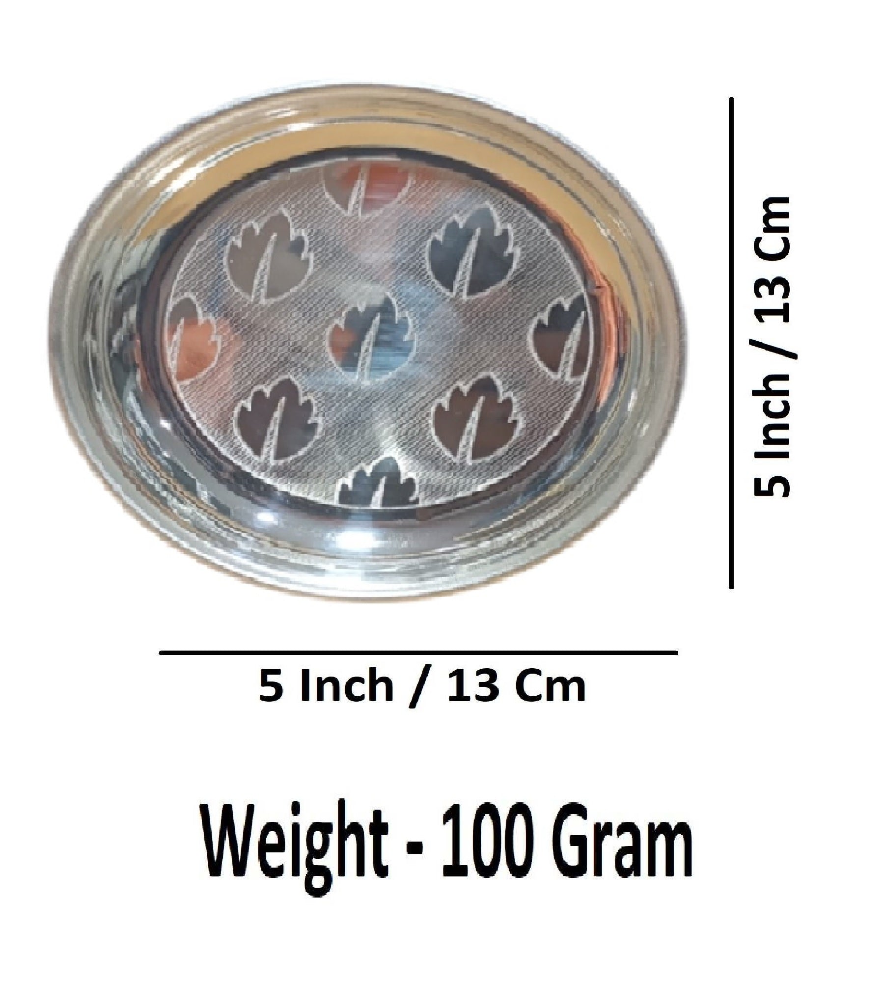 Sigaram German Silver 5 Inch Florel Design Plate For Home Pooja Decore K4431