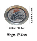 Sigaram German Silver 6 Inch Floral Design Plate For Home Pooja Decore K4432