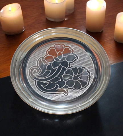 Sigaram German Silver 6 Inch Floral Design Plate For Home Pooja Decore K4432