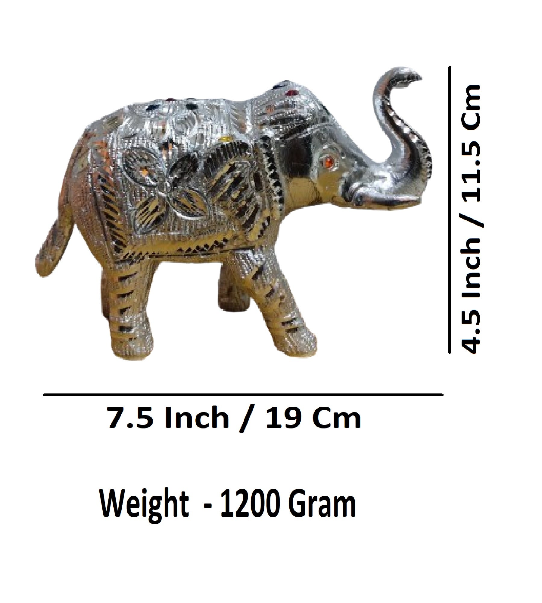 Sigaram 4.5 Inch Metal Elephant For Home Pooja Decore K4438
