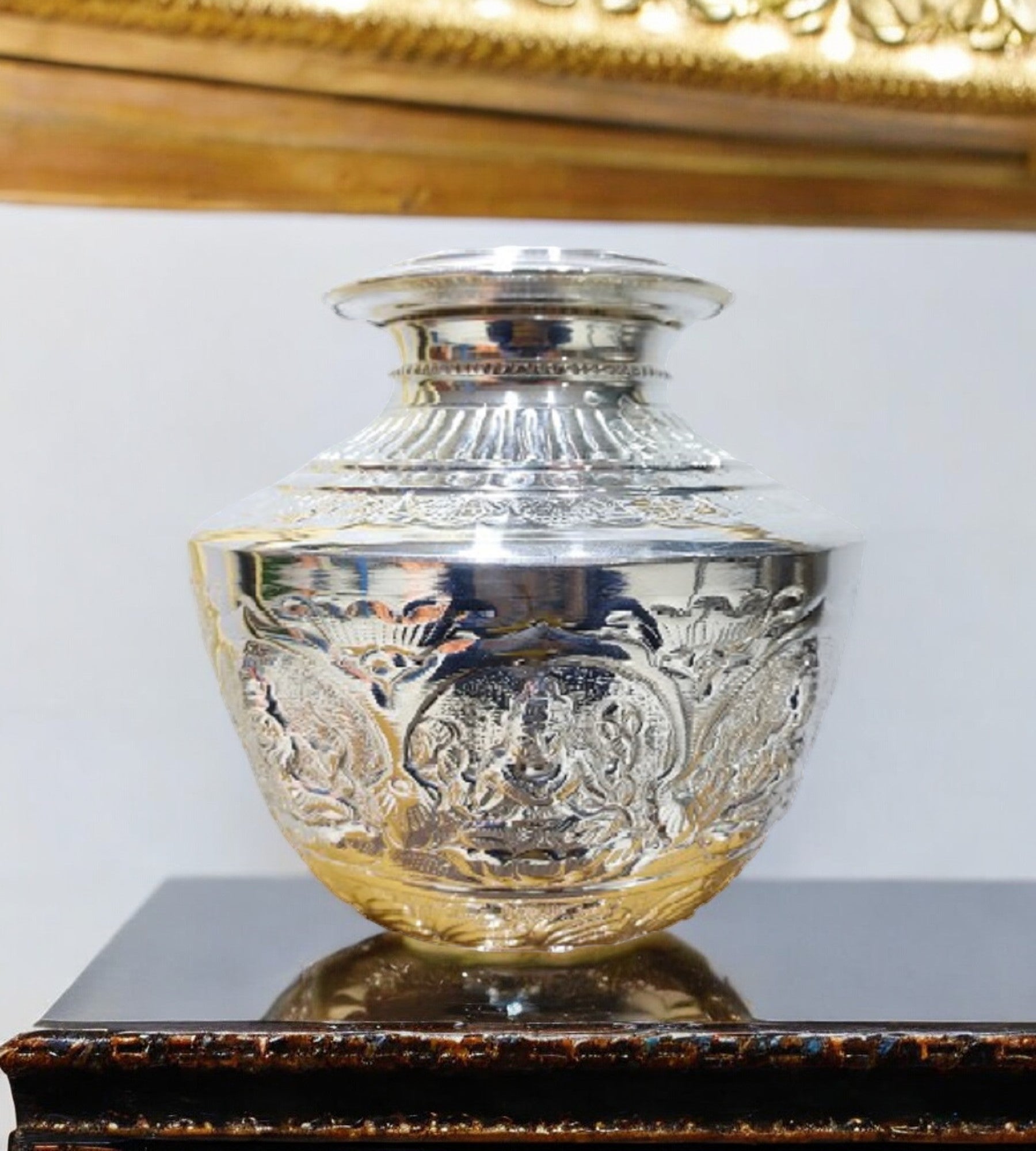 Sigaram 9 Inch German Silver Bindige / Kodem / Kalash For Home Pooja Festival K4447