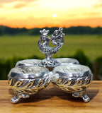 Sigaram 4 Inch  Antique German Silver 4 Cup Panchwala Kum Kum Cup For Home Pooja Decore K4480