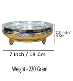Sigaram Germaan Silver 7 Inch Floral Design Plate With Stand For Home Pooja Decore K4483