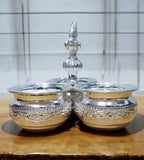 Sigaram 4.5 Inch German Silver Big 3 Cup Panchwala Kum Kum Cup For Home Pooja Decore K4484