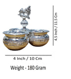 Sigaram 4.5 Inch German Silver Big 3 Cup Panchwala Kum Kum Cup For Home Pooja Decore K4484