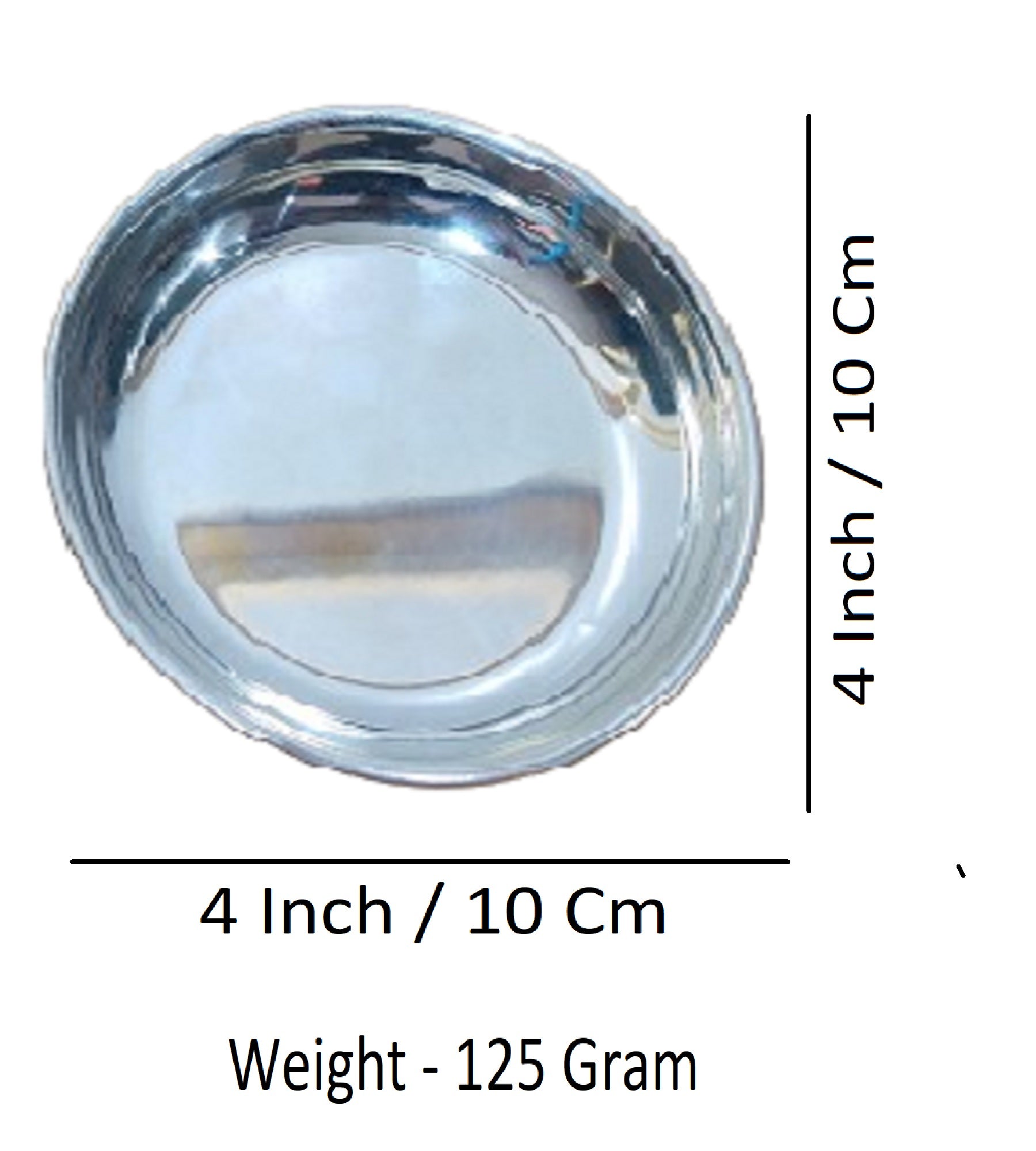 Sigaram German Silver 4 Inch Plain Plate For Home Pooja Decore K4486