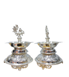 Sigaram 22 Inch German Silver Diya with Leg For Home Pooja Decore K4488