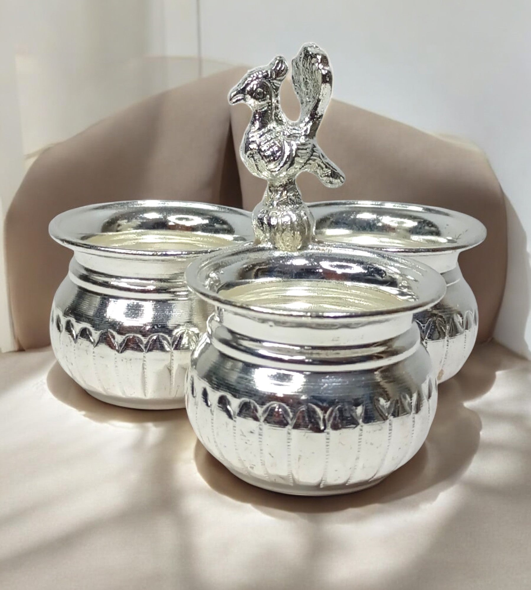 Sigaram Brass 4x3 Inch 3 Cup Panchwala um Kum Bharani Cup For Home Pooja Decore K4489