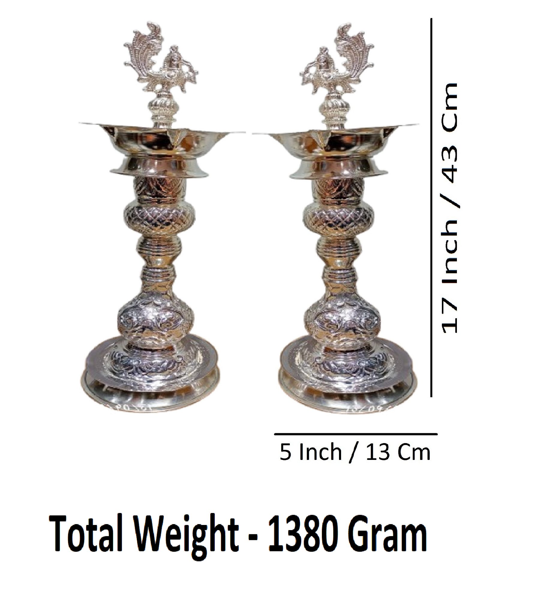 Sigaram 17 Inch Diya Made By Pure German Silver For Home Pooja Decore K4490
