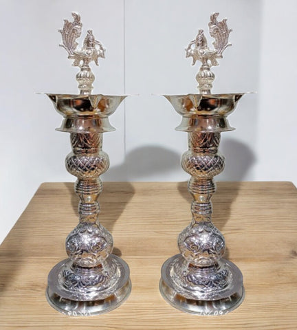 Sigaram 17 Inch Diya Made By Pure German Silver For Home Pooja Decore K4490