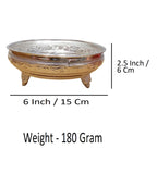 Sigaram German Silver 6 Inch Floral Design Plate With Stand For Home Pooja Decore K4492