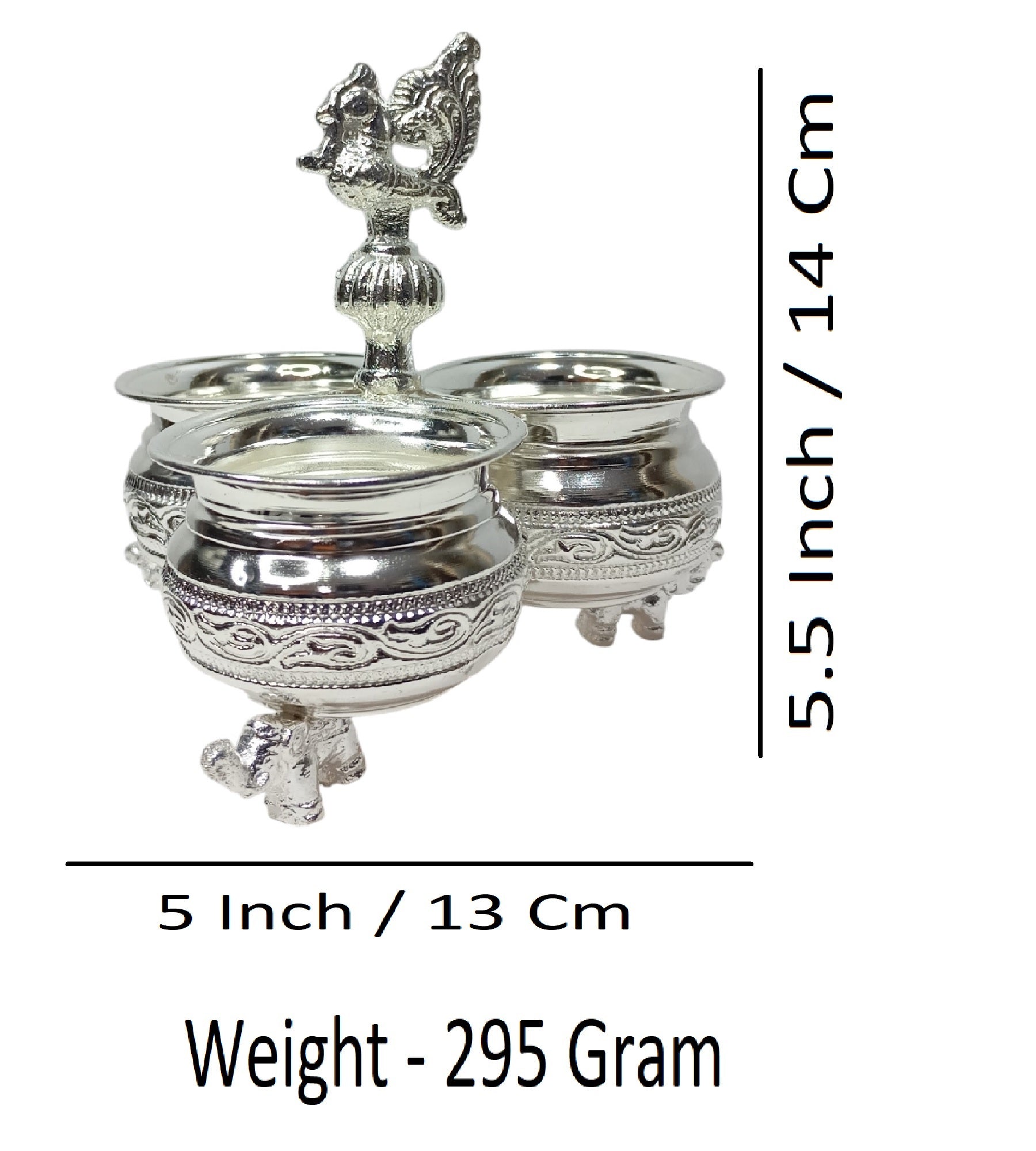 Sigaram Brass 5.5x5 Inch 3 Cup Panchwala with leg For Home Pooja Decore K4495