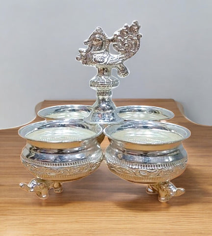 Sigaram Brass 6.7x5 Inch 4 Cup Panchwala with Leg For Home Pooja Decore K4496