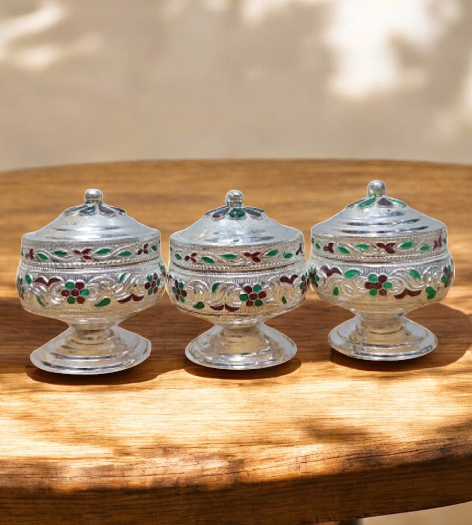Sigaram Copper Meena Sindoor kum Kum Dabbi For Home Pooja Decore K4503