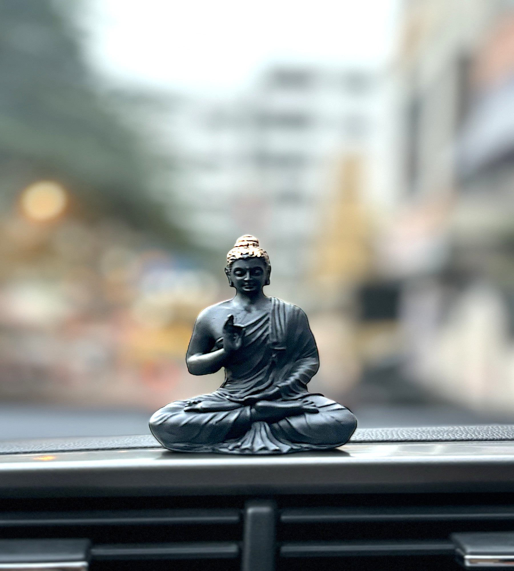 Sigaram Black Color Sitting Budda Statue For Decorative Showpiece K4522