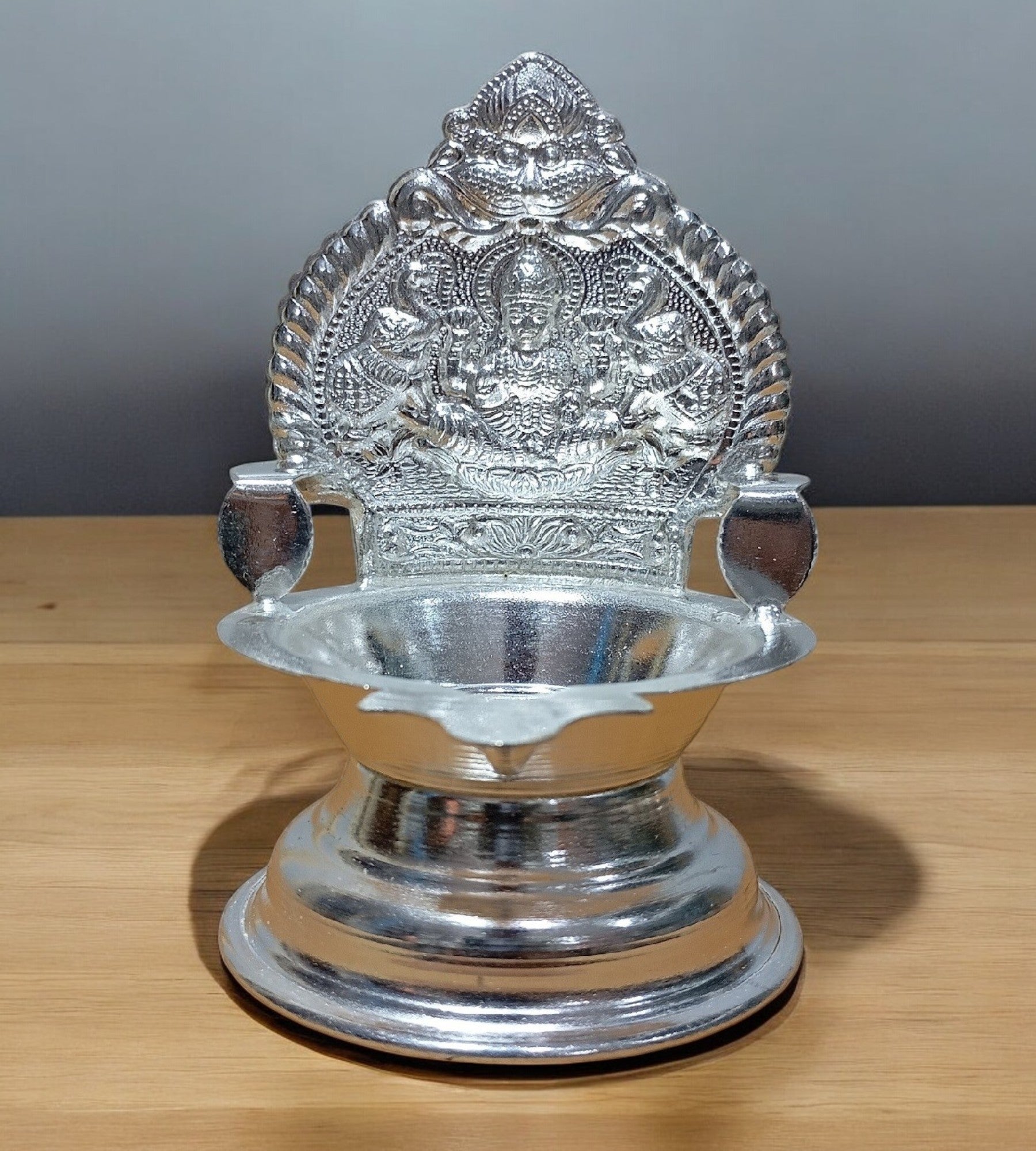 Sigaram 5.5 Inch Kamakshi Diya / Gaja Lakshmi Deepa For German Silver Table Diya K4551