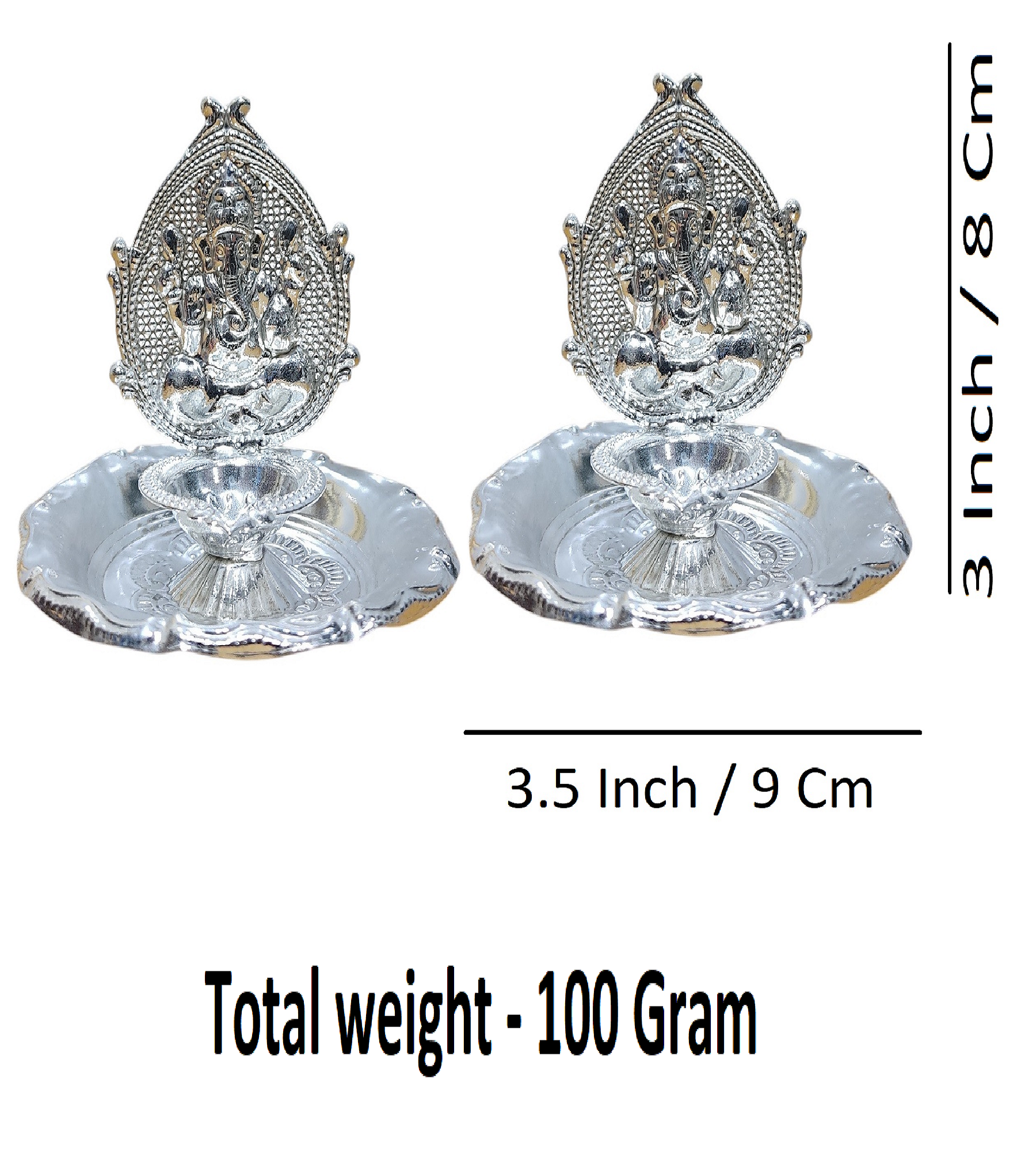 Sigaram Brass 3 Inch Fancy Ganesh Diya For Home Pooja Decore K4565