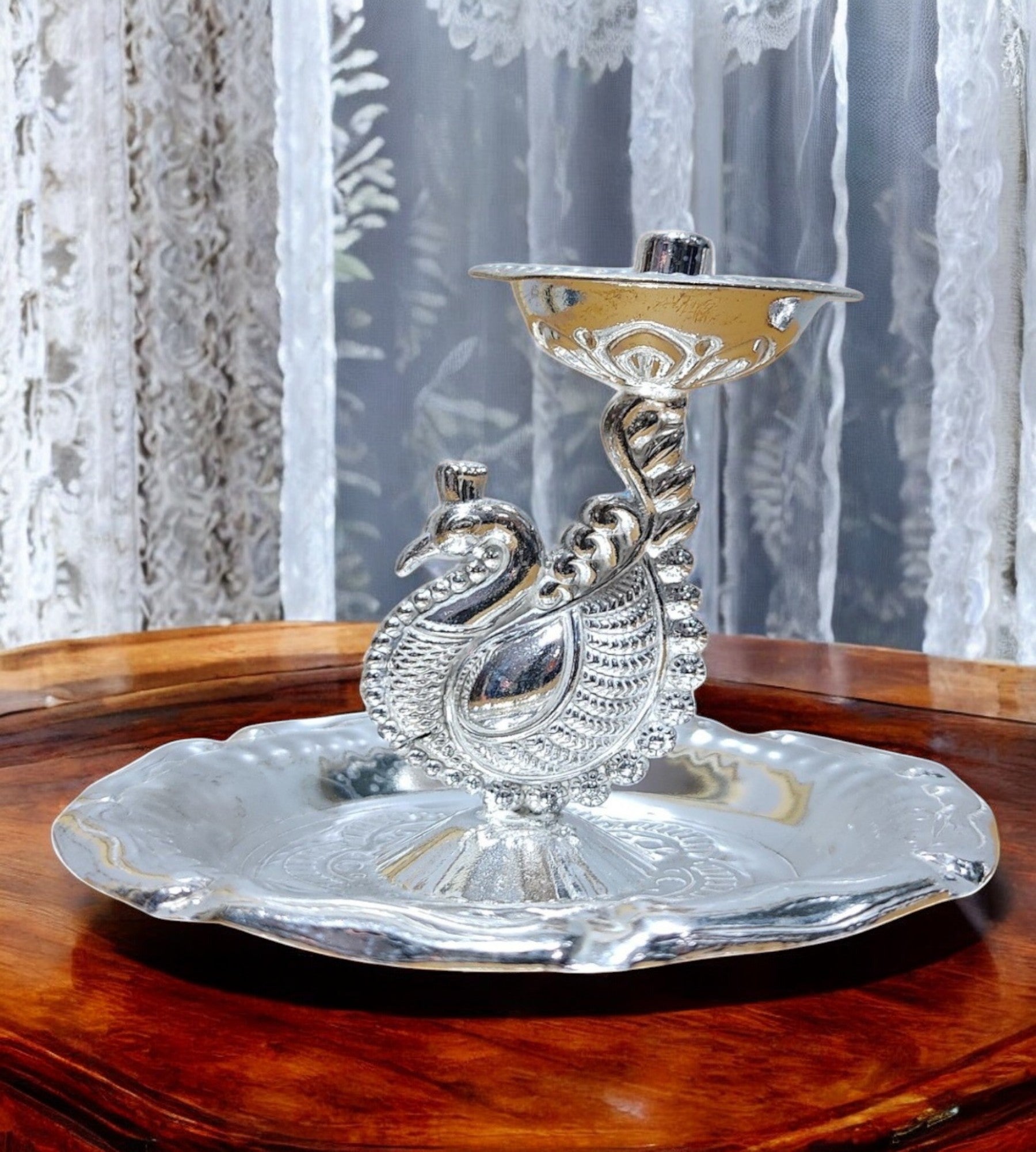 Sigaram Brass 2.7 inch Fancy Peacock Diya For Home Pooja Decore K4569