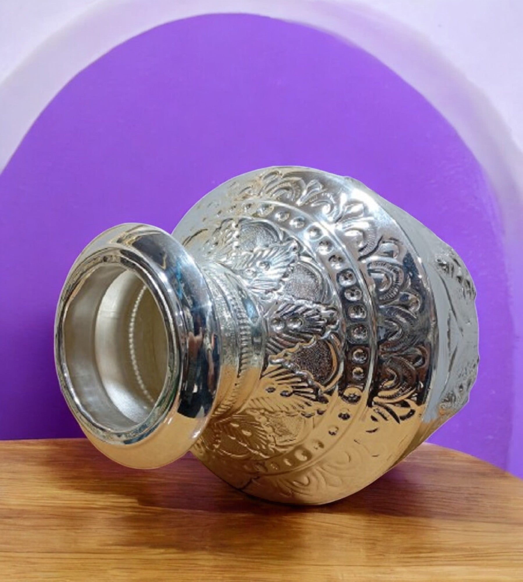 Sigaram 9 Inch German Silver Bindige/ Kalash/ Kodem For Home Pooja Decore K4571