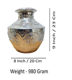 Sigaram 9 Inch German Silver Bindige/ Kalash/ Kodem For Home Pooja Decore K4571