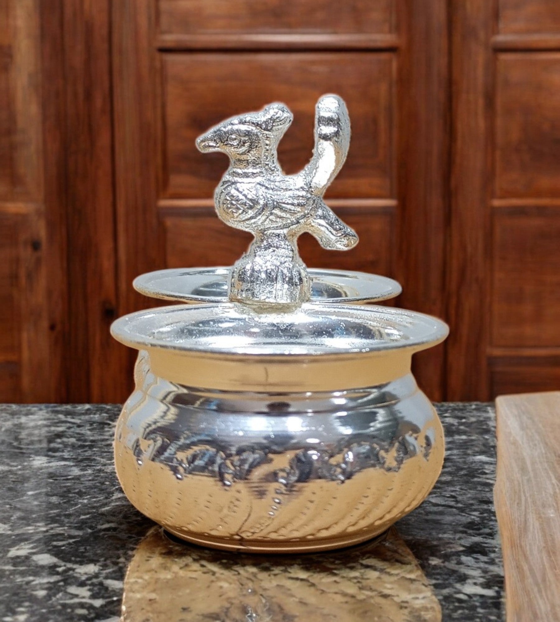 Sigaram Brass 4x3 Inch 2 Cup Panchwala Kum kum Bharani For Home Pooja Decore K4574