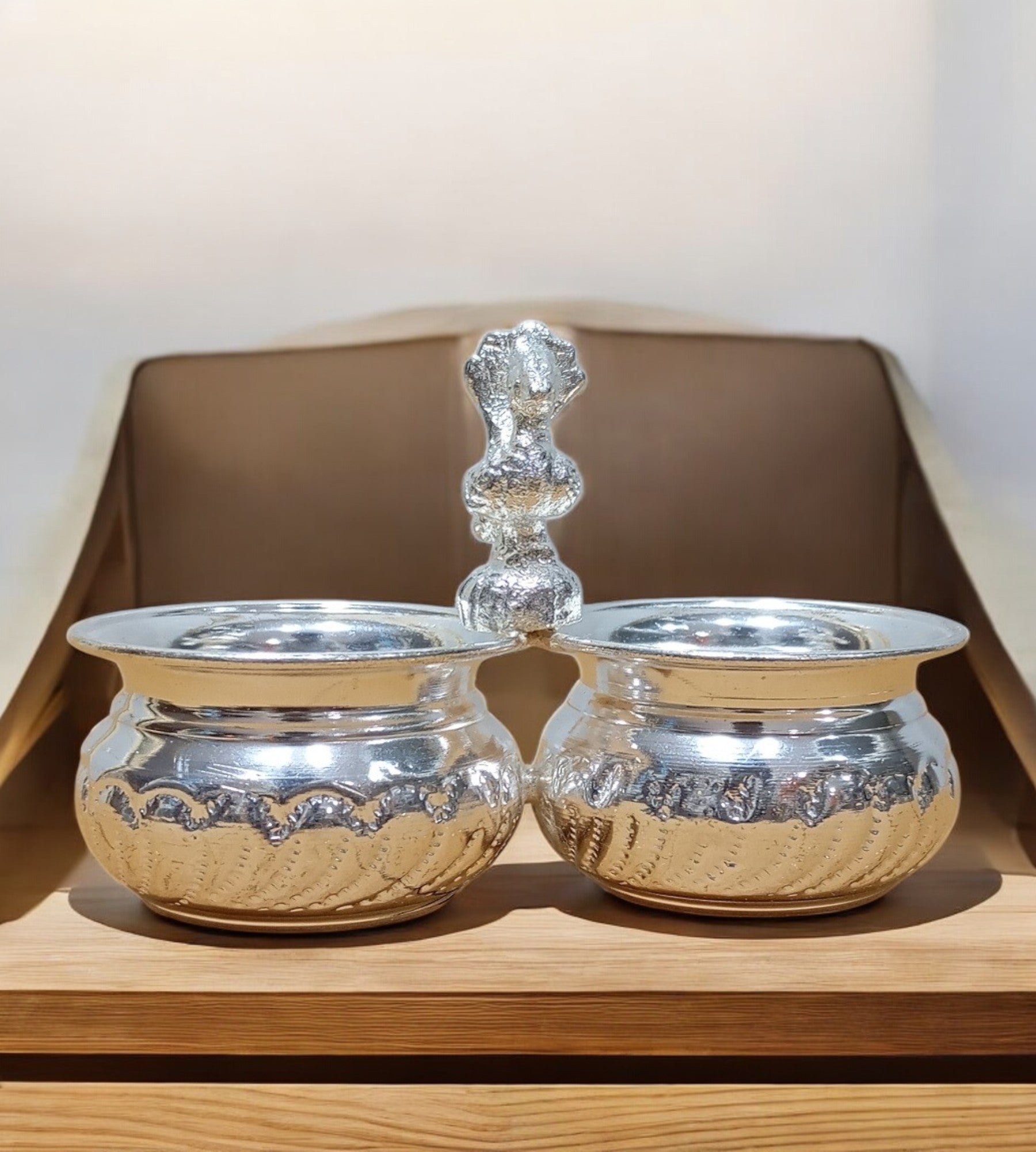 Sigaram Brass 4x3 Inch 2 Cup Panchwala Kum kum Bharani For Home Pooja Decore K4574