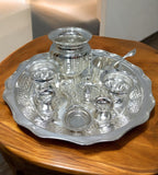 Sigaram Silver Plated Pooja Thali Arthi Set For Home Pooja Decore K4578