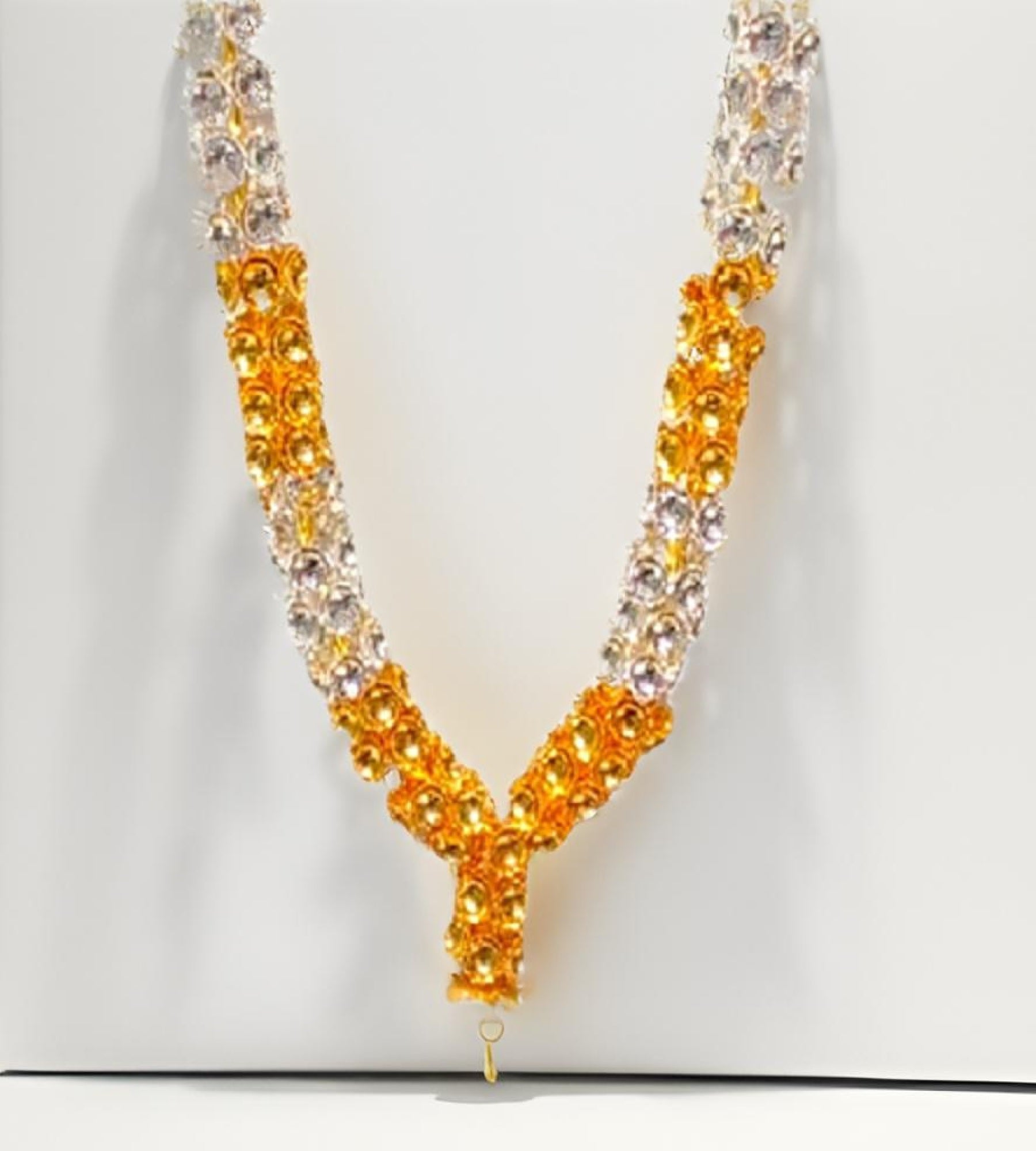 Sigaram 12 Inch Silver Plated Gold And Silver Color Flower Mala / Hara For Home Pooja Decore K4580