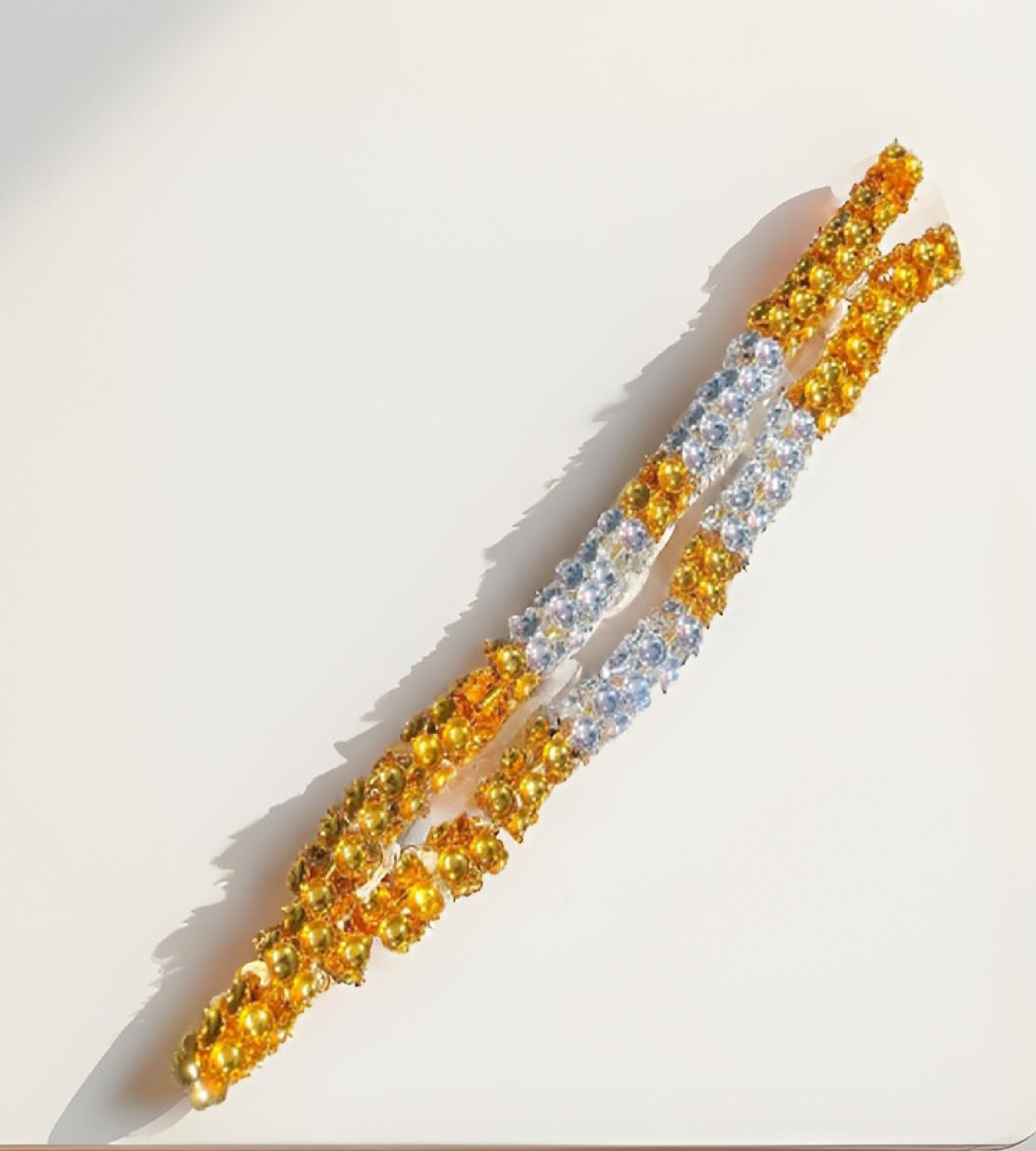 Sigaram 16 Inch Silver Plated Gold & Silver Flower Mala /Hara Diya For Home pooja Decor K4582