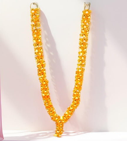 Sigaram 16 Inch Silver Plated Gold Color Flower Mala / Hara For Home pooja Decore K4583