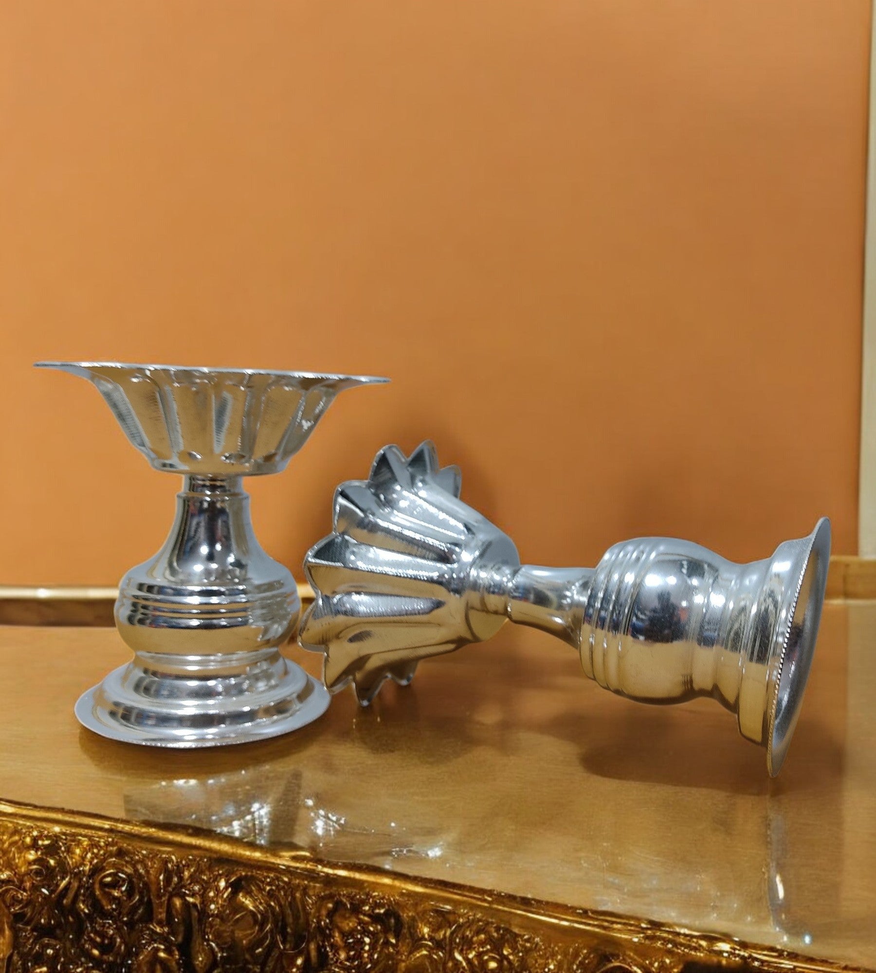 Sigaram Brass 5 Inch Flower Diya For home Pooja Decore K4593