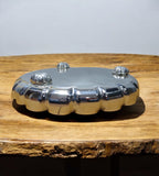 Sigaram 7 Inch German Silver Floral Designed Plate with Leg For Home Pooja Decor K4594