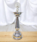 Sigaram German Silver 14 Inch Peacock Handle Diya For Home Pooja Decore K4596