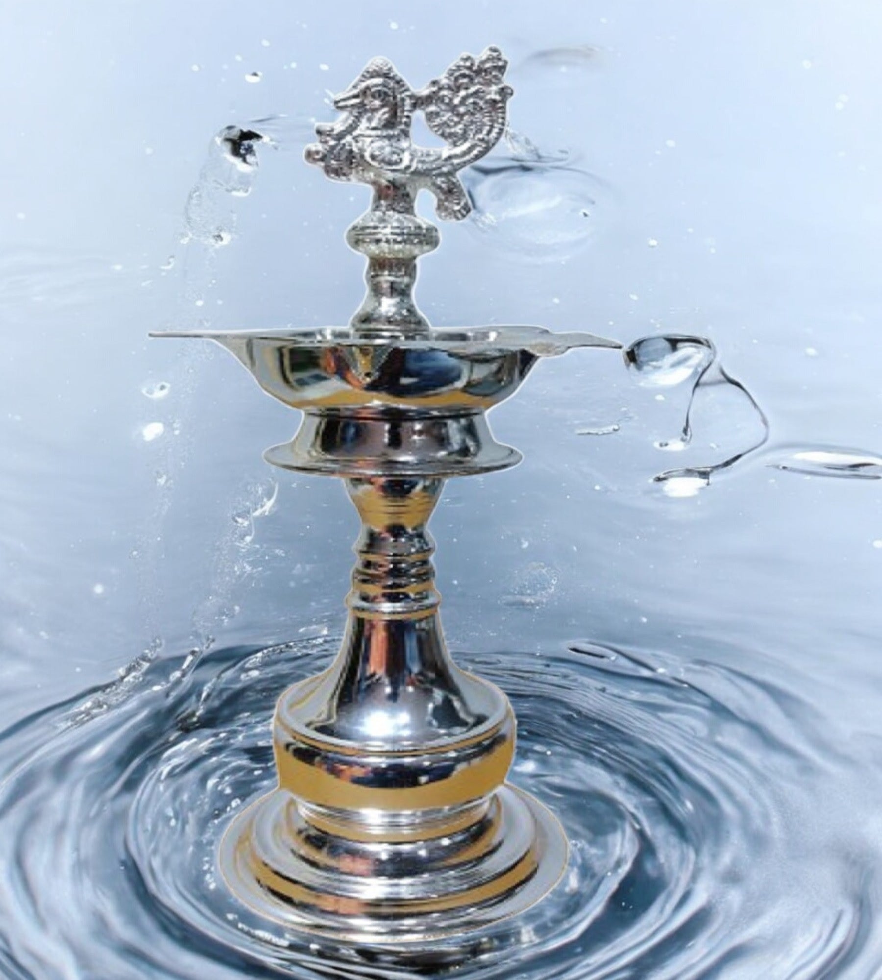 Sigaram Brass 11 Inch Peacock Handle Diya For Home Pooja Decore K4597