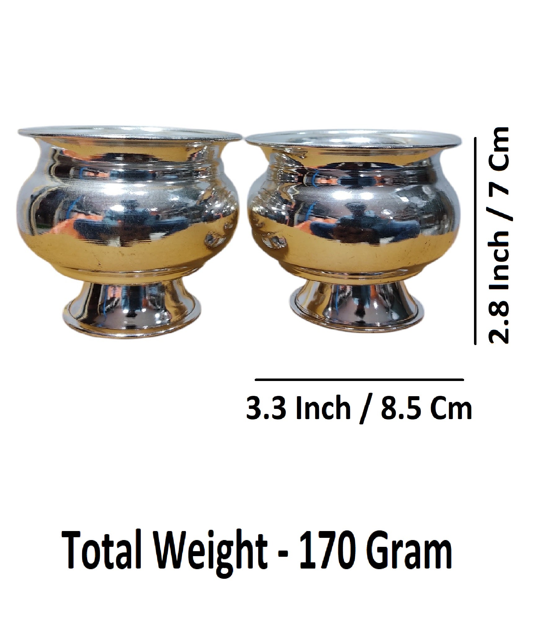 Sigaram Brass 2.8 Inch Plain Kum Kum Cup With Leg For Home Pooja Decore K4598