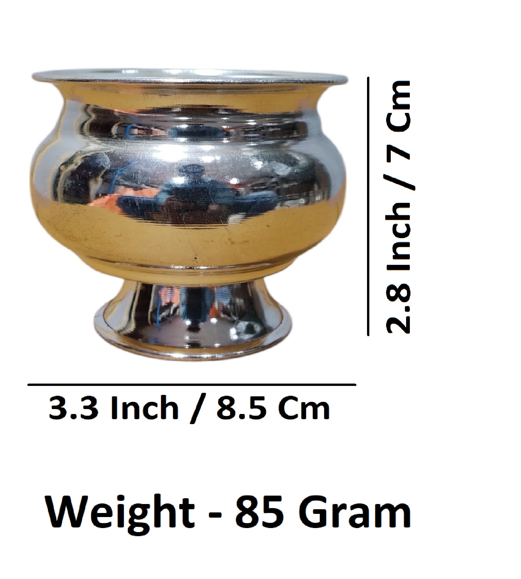 Sigaram Brass 2.8 Inch Plain Kum Kum Cup With Leg For Home Pooja Decore K4599