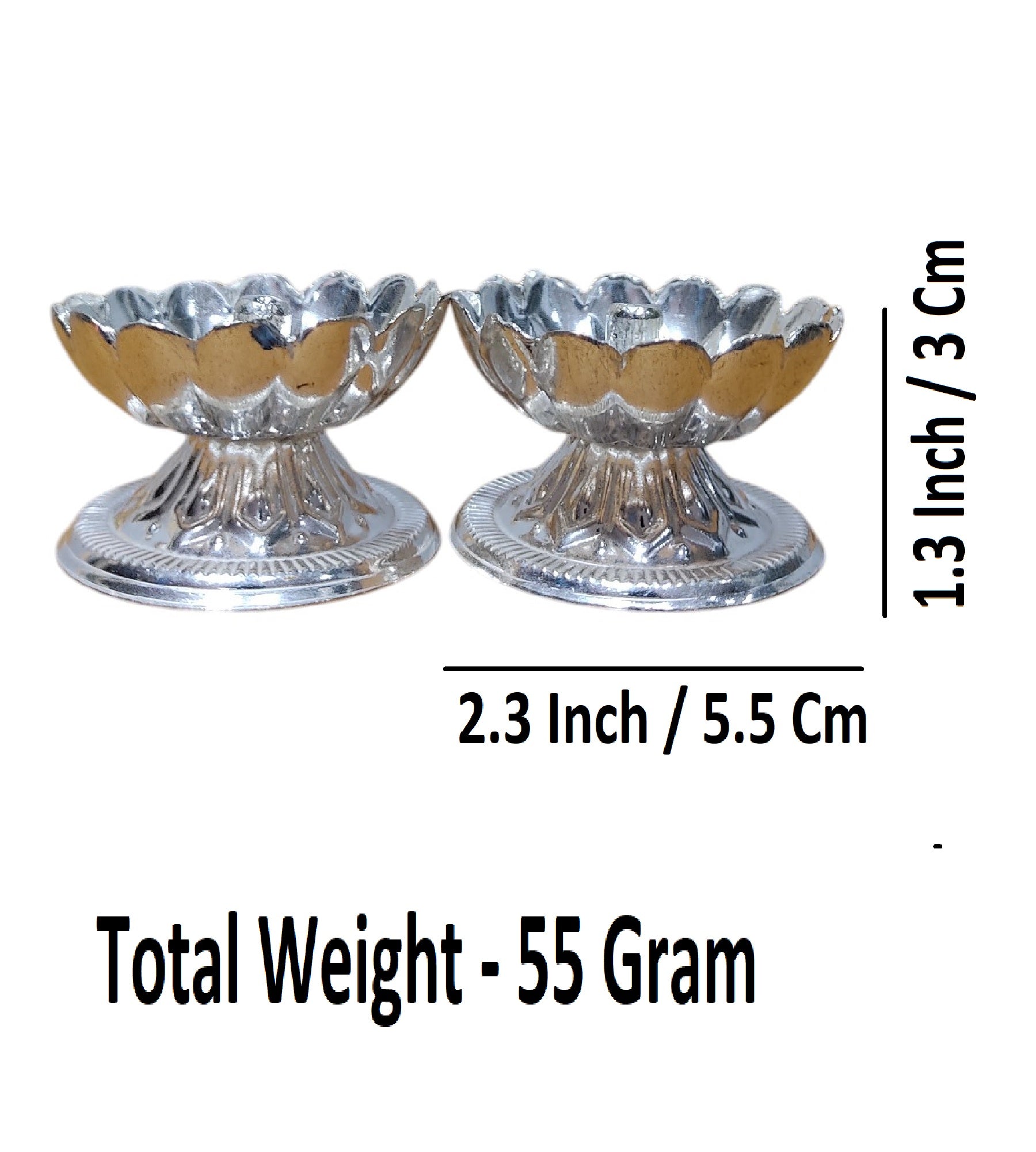 Sigaram Brass 1.3 Inch Flower Designed Diya For Home Pooja Decore K4602