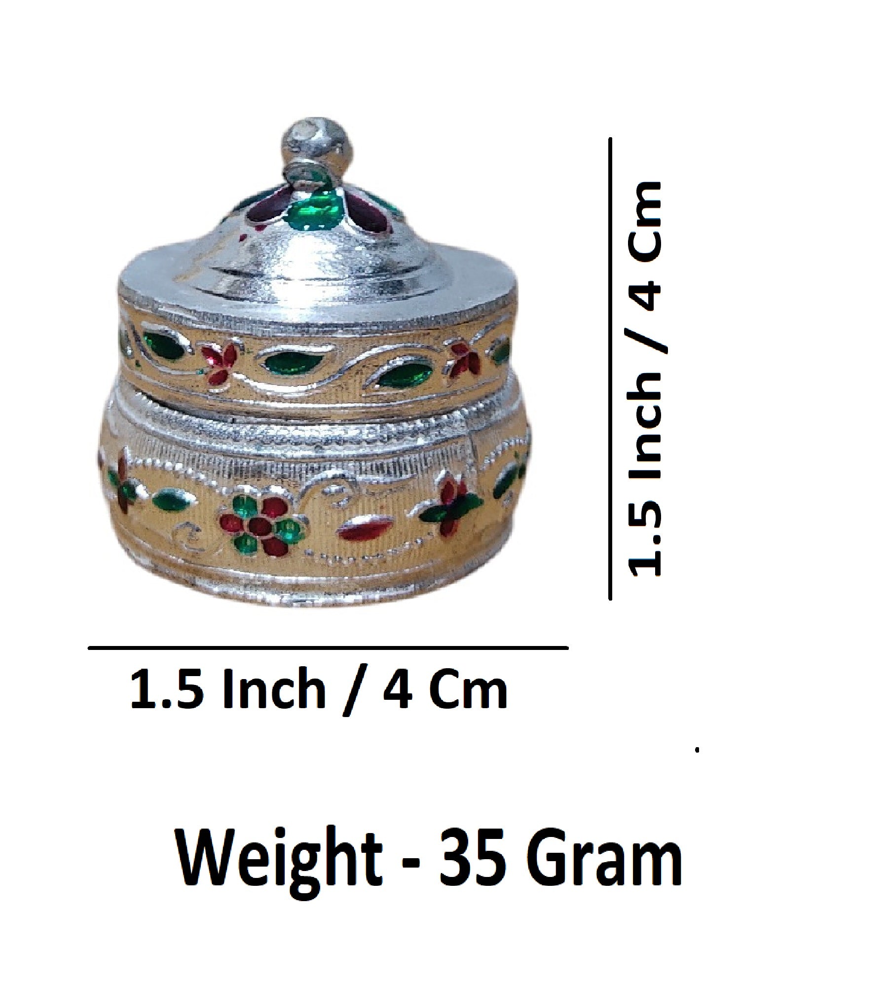 Sigaram Copper 1.5 Inch Meena Sindoor Kum Kum Dabbi For Home Pooja Decore K4606