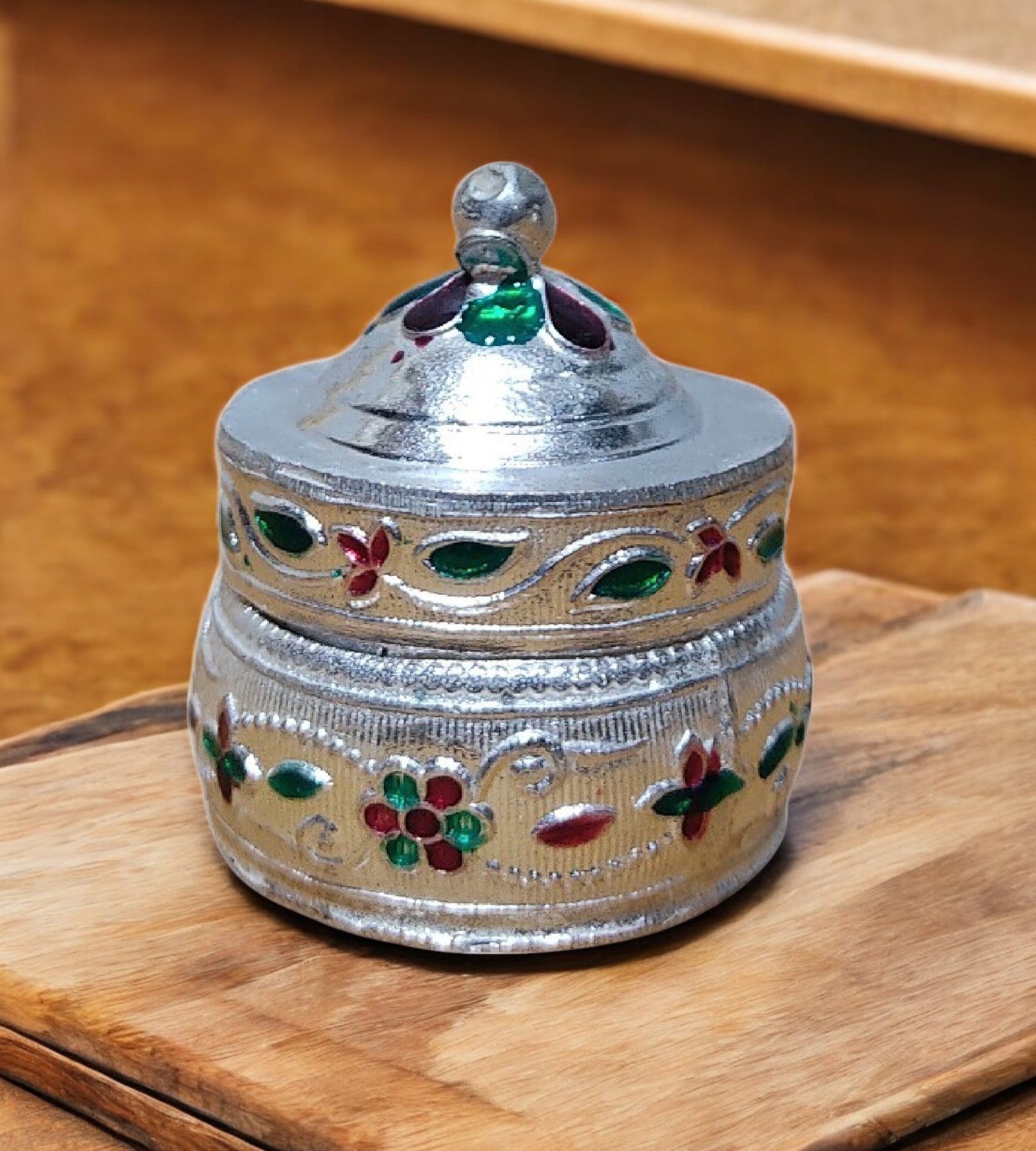 Sigaram Copper 1.5 Inch Meena Sindoor Kum Kum Dabbi For Home Pooja Decore K4606
