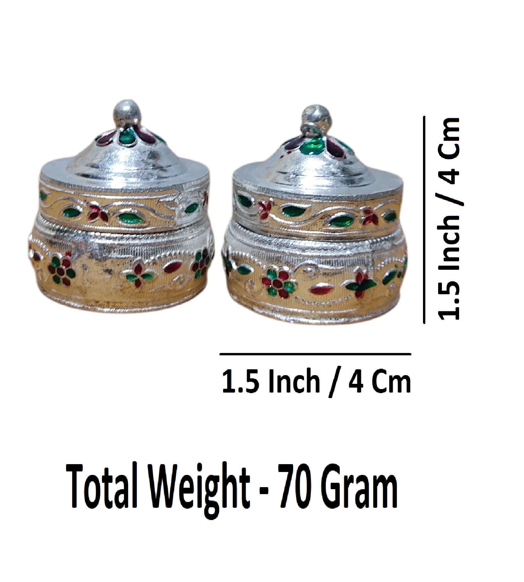 Sigaram Copper 1.5 Inch Meena Sindoor Kum Kum Dabbi For Home Pooja Decore K4607