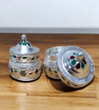 Sigaram Copper 1.5 Inch Meena Sindoor Kum Kum Dabbi For Home Pooja Decore K4607