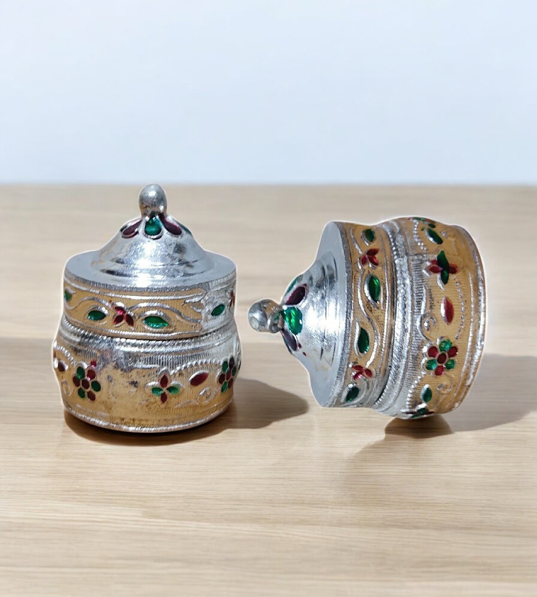 Sigaram Copper 1.5 Inch Meena Sindoor Kum Kum Dabbi For Home Pooja Decore K4607