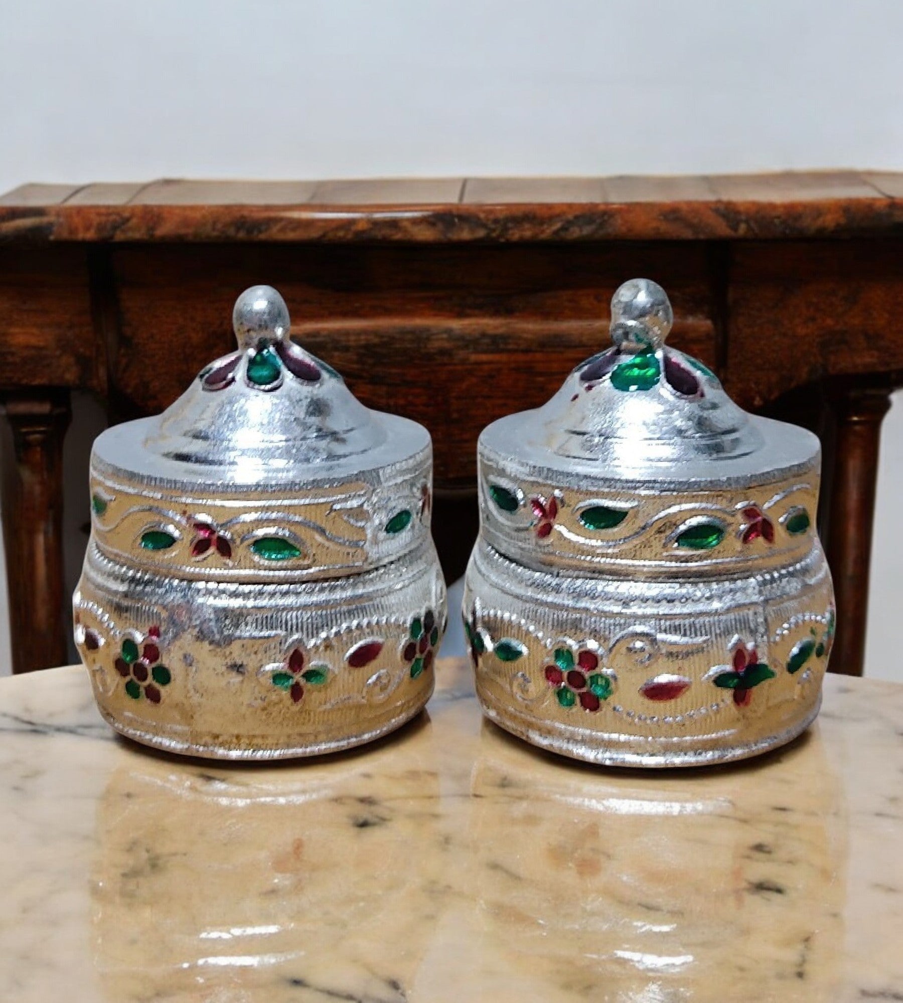 Sigaram Copper 1.5 Inch Meena Sindoor Kum Kum Dabbi For Home Pooja Decore K4607
