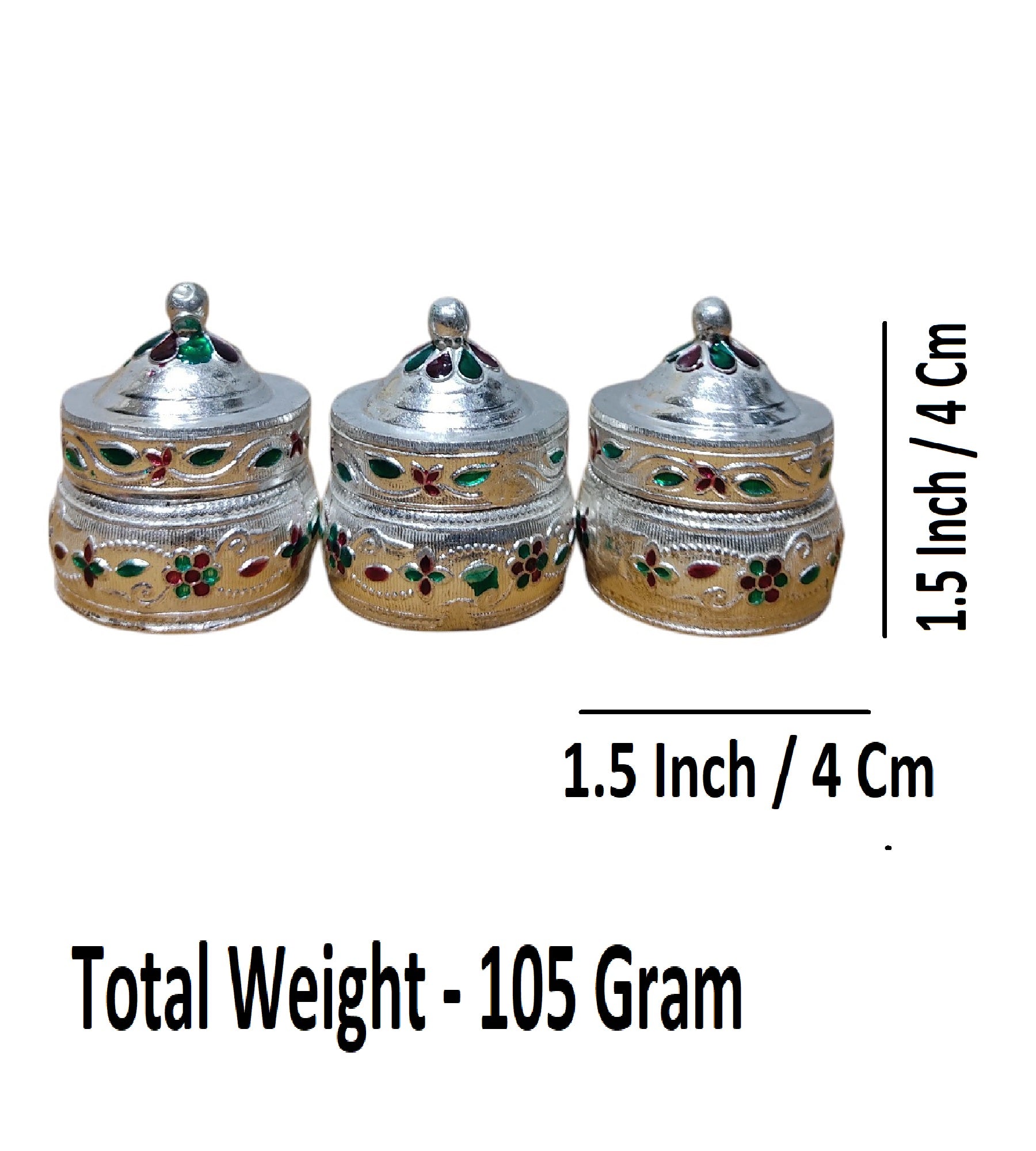 Sigaram Copper 1.5 Inch Meena Sindoor Kum Kum Dabbi For Home Pooja Decore K4608