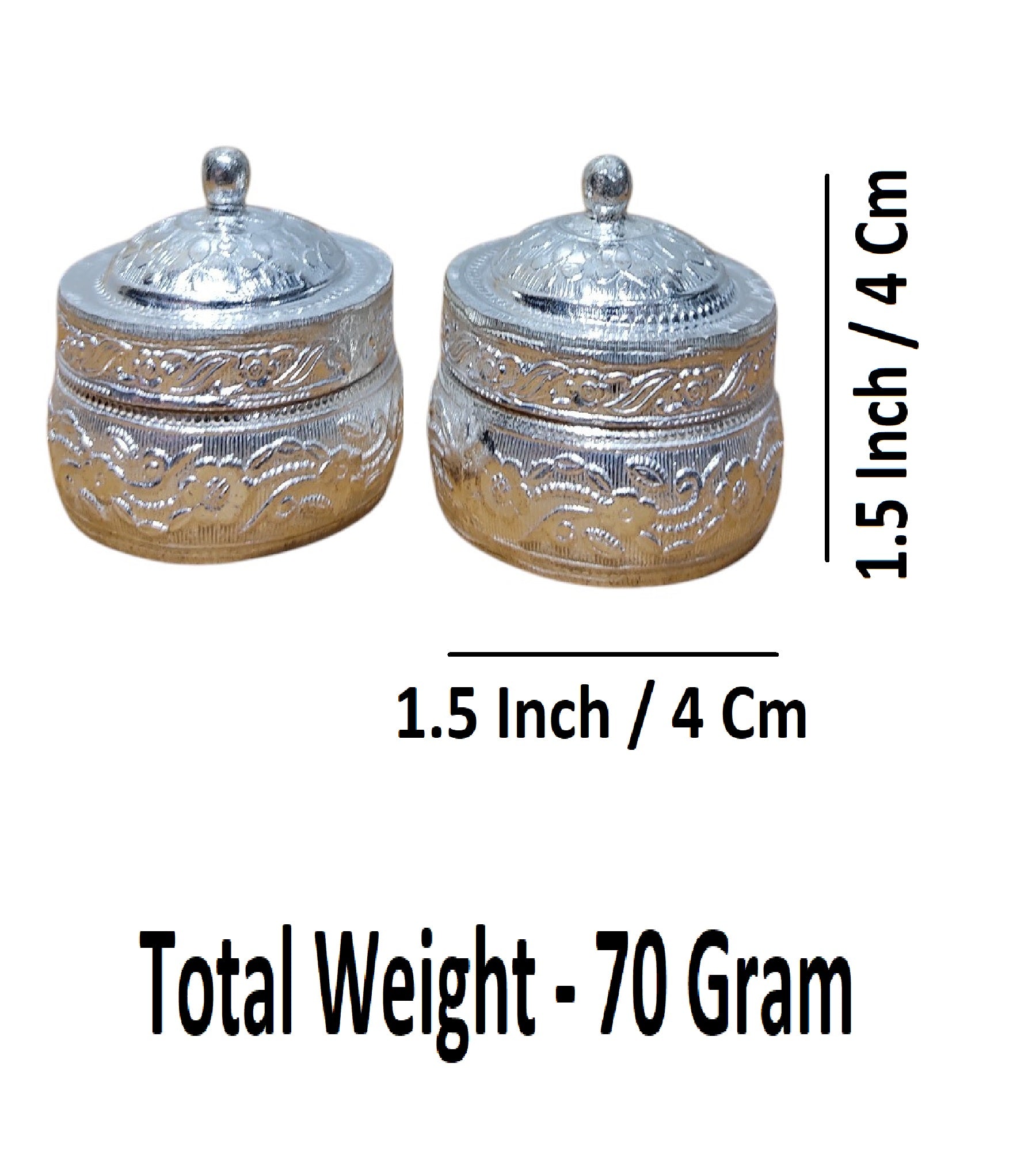 Sigaram Copper 1.5 Inch Round Meena Sindoor Kum Kum Dabbi For Home Pooja Decore k4610