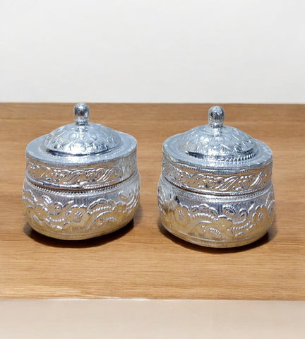 Sigaram Copper 1.5 Inch Round Meena Sindoor Kum Kum Dabbi For Home Pooja Decore k4610